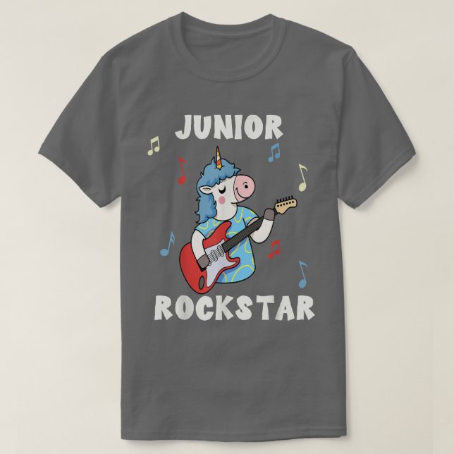 Unicorn Junior Rock Star Guitar Rockin Music Singe T-Shirt (Design Front)