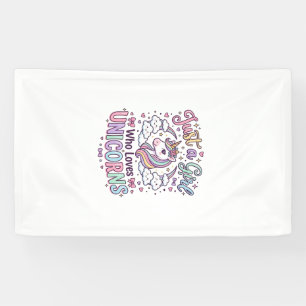 Unicorn Just a Girl Who Loves Unicorns White Backg Banner