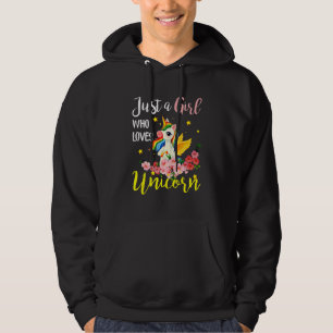 Unicorn Just Girl Who Loves Unicorns Floral Hoodie
