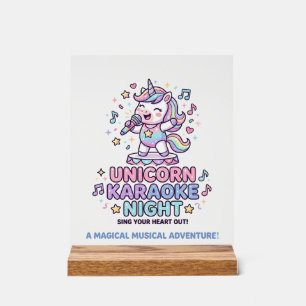 Unicorn Karaoke Night Bold Typography Product Grap Acrylic Sign