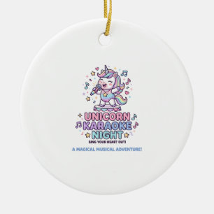 Unicorn Karaoke Night Bold Typography Product Grap Ceramic Tree Decoration