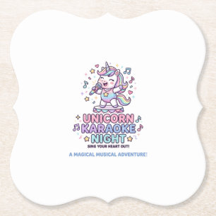 Unicorn Karaoke Night Bold Typography Product Grap Paper Coaster