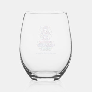 Unicorn Karaoke Night Bold Typography Product Grap Stemless Wine Glass
