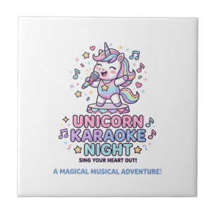 Unicorn Karaoke Night Bold Typography Product Grap Tile