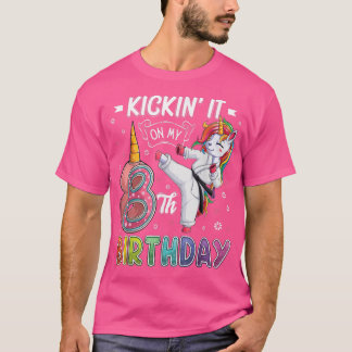 Unicorn Karate 8th Birthday Eight 8 Years Old Taek T-Shirt