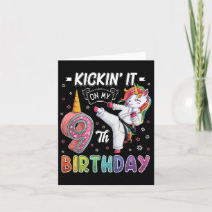 Unicorn Karate 9th Birthday Nine 9 Years Old Taekw Card