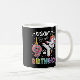 Unicorn Karate 9th Birthday Nine 9 Years Old Taekw Coffee Mug