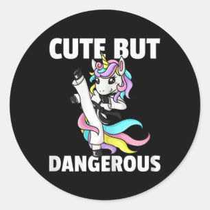 Unicorn Karate Gift Girl Taekwondo Jiu Jitsu Mma B Classic Round Sticker