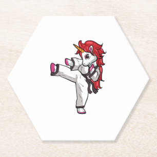 Unicorn Karate Girl Taekwondo Jiu Jitsu MMA BJJ T- Paper Coaster