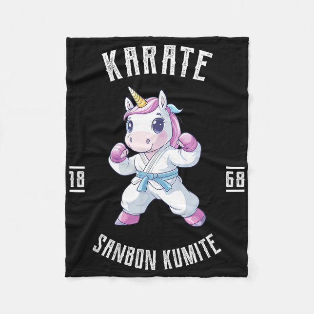 Unicorn Karate - Japanese Martial Artist  Fleece Blanket (Front)