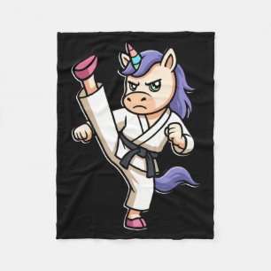 Unicorn Karate Martial Arts Instructor Taekwondo Fleece Blanket