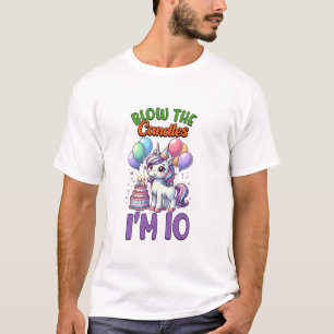 Unicorn Kids 10th Birthday Party Boy 10 Year Old B T-Shirt