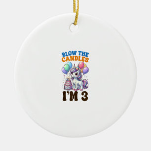 Unicorn Kids 3rd Birthday Party Boy 3 Year Old Bda Ceramic Tree Decoration