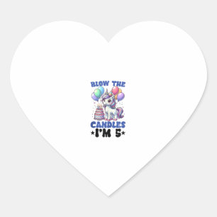 Unicorn Kids 5th Birthday Party Boy 5 Year Old Bda Heart Sticker