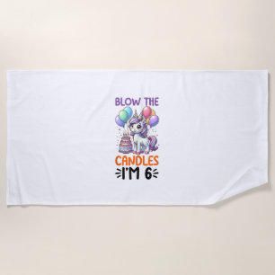 Unicorn Kids 6th Birthday Party Boy 6 Year Old Bda Beach Towel
