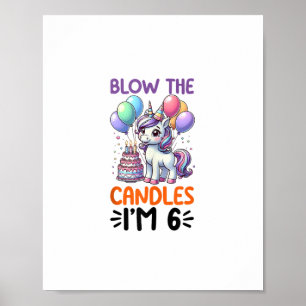 Unicorn Kids 6th Birthday Party Boy 6 Year Old Bda Poster