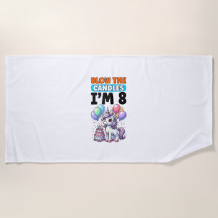 Unicorn Kids 8th Birthday Party Boy 8 Year Old Bda Beach Towel