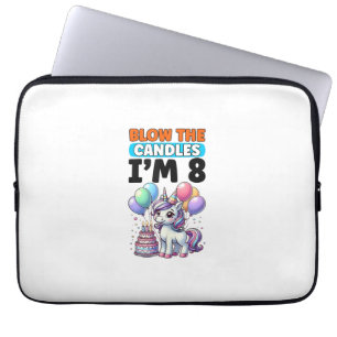 Unicorn Kids 8th Birthday Party Boy 8 Year Old Bda Laptop Sleeve