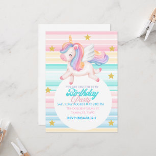 Unicorn Kids Birthday Invitation