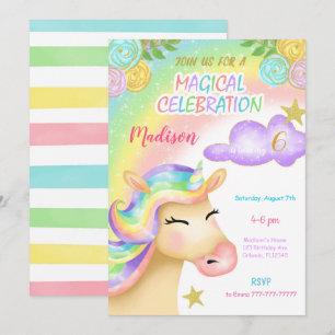 Unicorn Kids Birthday Invitation