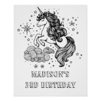 Unicorn Kids Birthday Keepsake Colouring