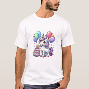 Unicorn Kids Birthday Party Boy Bday Girl Candles T-Shirt