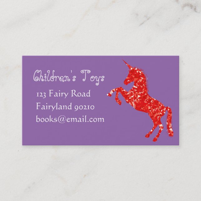 Unicorn kids online toys and books business business card (Front)