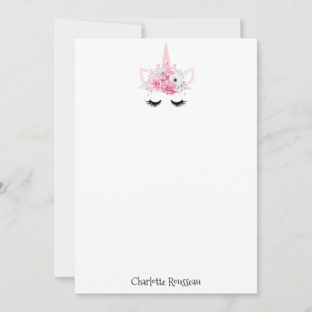 Unicorn Kid's Personalised Stationery Card (Front)