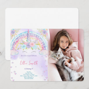 Unicorn Kids Photo Invitation