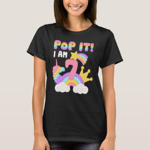 Unicorn Kids Pop It I Am 7 Years Old 7th Birthday T-Shirt
