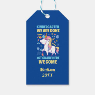 Unicorn Kindergarten Graduation 1st Grade Gift Tags