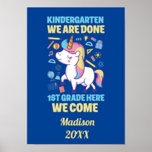 Unicorn Kindergarten Graduation 1st Grade Poster