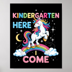 Unicorn Kindergarten Here I Come School Kindergart Poster