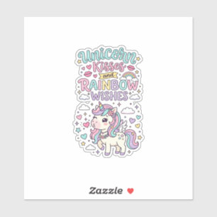 Unicorn Kisses and Rainbow Wishes Cute Pastel Grap