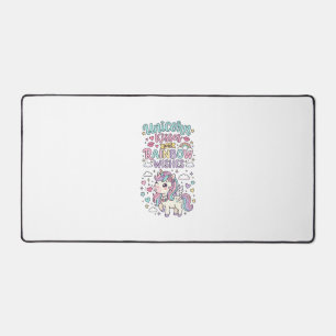 Unicorn Kisses and Rainbow Wishes Cute Pastel Grap Desk Mat