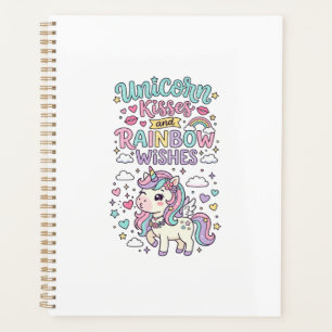 Unicorn Kisses and Rainbow Wishes Cute Pastel Grap Planner