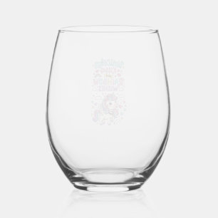Unicorn Kisses and Rainbow Wishes Cute Pastel Grap Stemless Wine Glass
