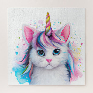 Unicorn Kitten Watercolor Jigsaw Puzzle