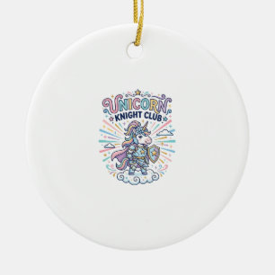 Unicorn Knight Club Print Ready Apparel Graphic_1 Ceramic Tree Decoration