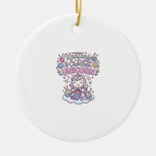 Unicorn Knitting Crochet Unicorn Adorable Typograp Ceramic Tree Decoration