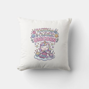 Unicorn Knitting Crochet Unicorn Adorable Typograp Cushion