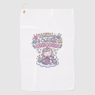 Unicorn Knitting Crochet Unicorn Adorable Typograp Golf Towel
