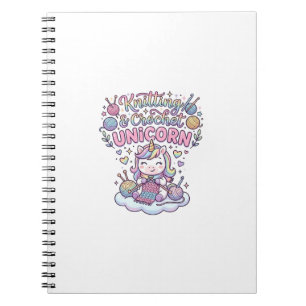 Unicorn Knitting Crochet Unicorn Adorable Typograp Notebook