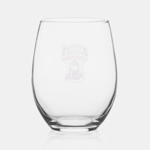 Unicorn Knitting Crochet Unicorn Adorable Typograp Stemless Wine Glass