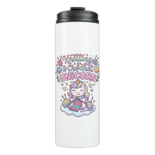 Unicorn Knitting Crochet Unicorn Adorable Typograp Thermal Tumbler