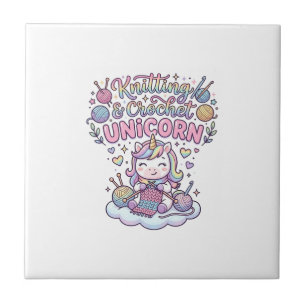 Unicorn Knitting Crochet Unicorn Adorable Typograp Tile