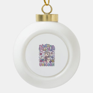 Unicorn Knitting Crochet Unicorn Charming White Ba Ceramic Ball Christmas Ornament