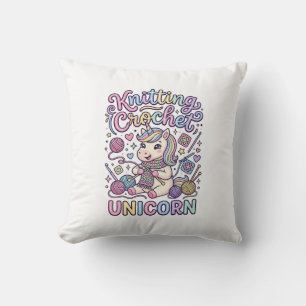 Unicorn Knitting Crochet Unicorn Charming White Ba Cushion