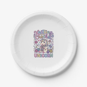 Unicorn Knitting Crochet Unicorn Charming White Ba Paper Plate