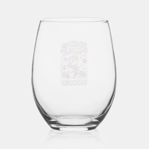 Unicorn Knitting Crochet Unicorn Charming White Ba Stemless Wine Glass